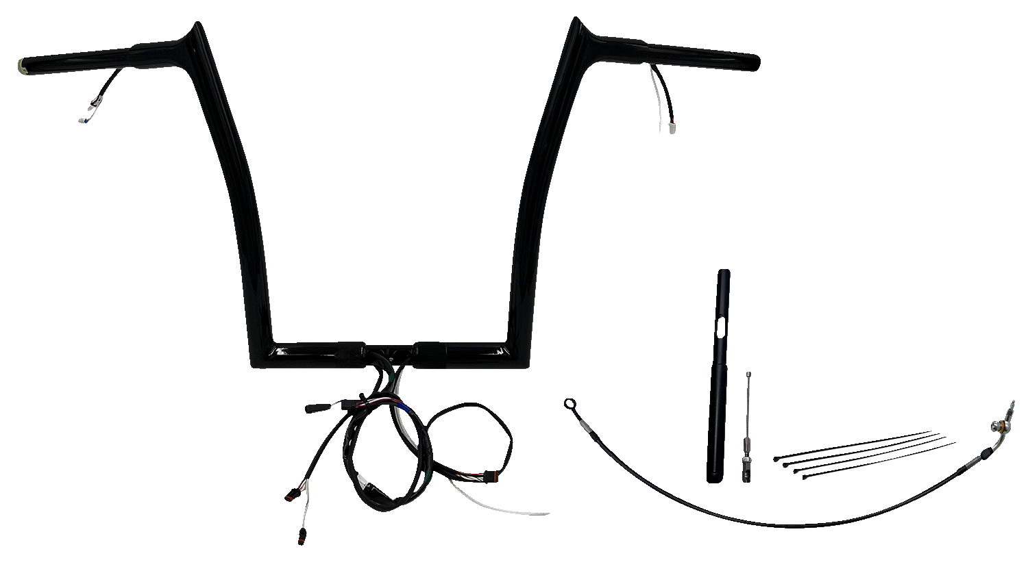 FAT BAGGERS INC. EZ Install Wired 1-1/4" Pointed Top Handlebar Kit - 14" - Black 912914-B