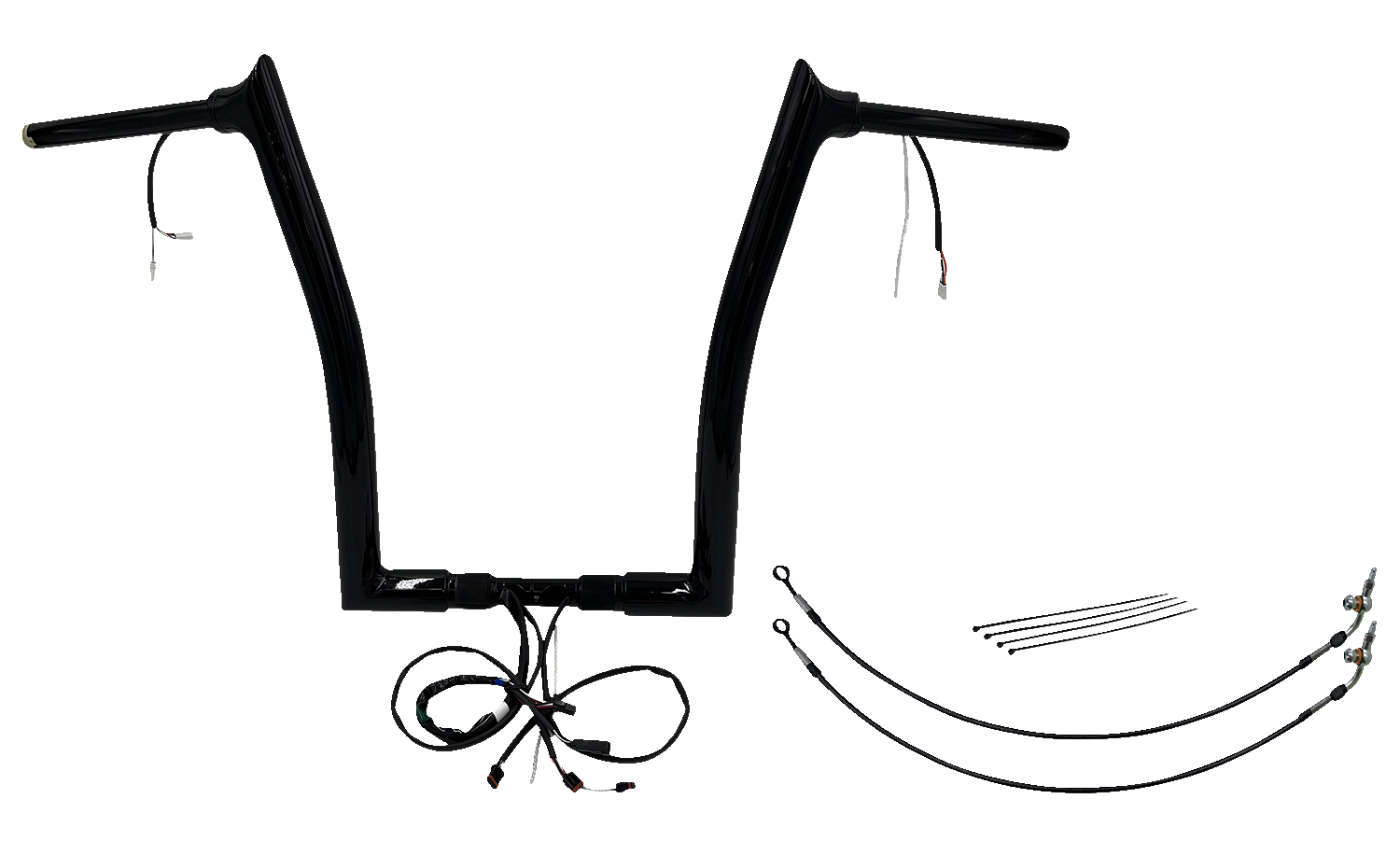 FAT BAGGERS INC. EZ Install Wired 1-1/2" Pointed Top Handlebar Kit - 16" - Black 801316-B