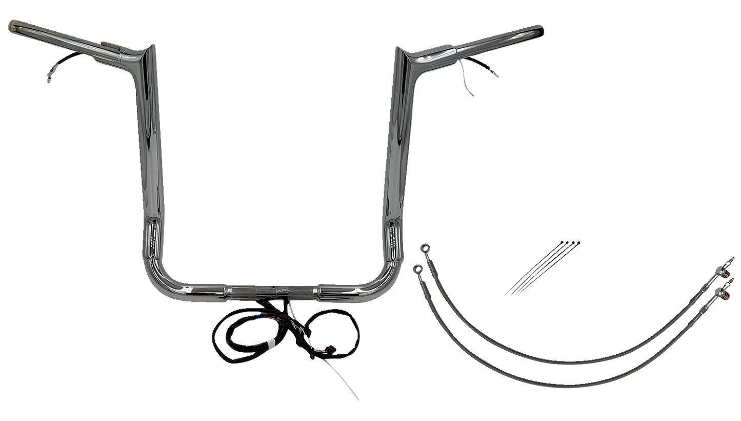 FAT BAGGERS INC. EZ Install Wired 1-1/2" Pointed Top Handlebar Kit - 16" - Chrome 802216