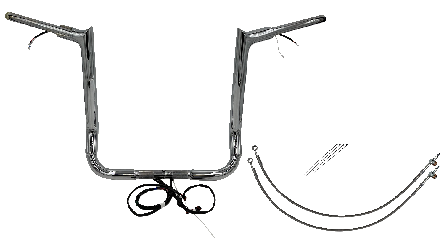 FAT BAGGERS INC. EZ Install Wired 1-1/2" Pointed Top Handlebar Kit - 16" - Chrome 802216
