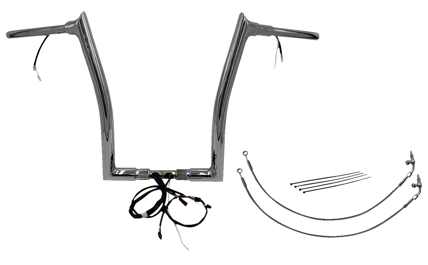 FAT BAGGERS INC. EZ Install Wired 1-1/2" Pointed Top Handlebar Kit - 16" - Chrome 802316