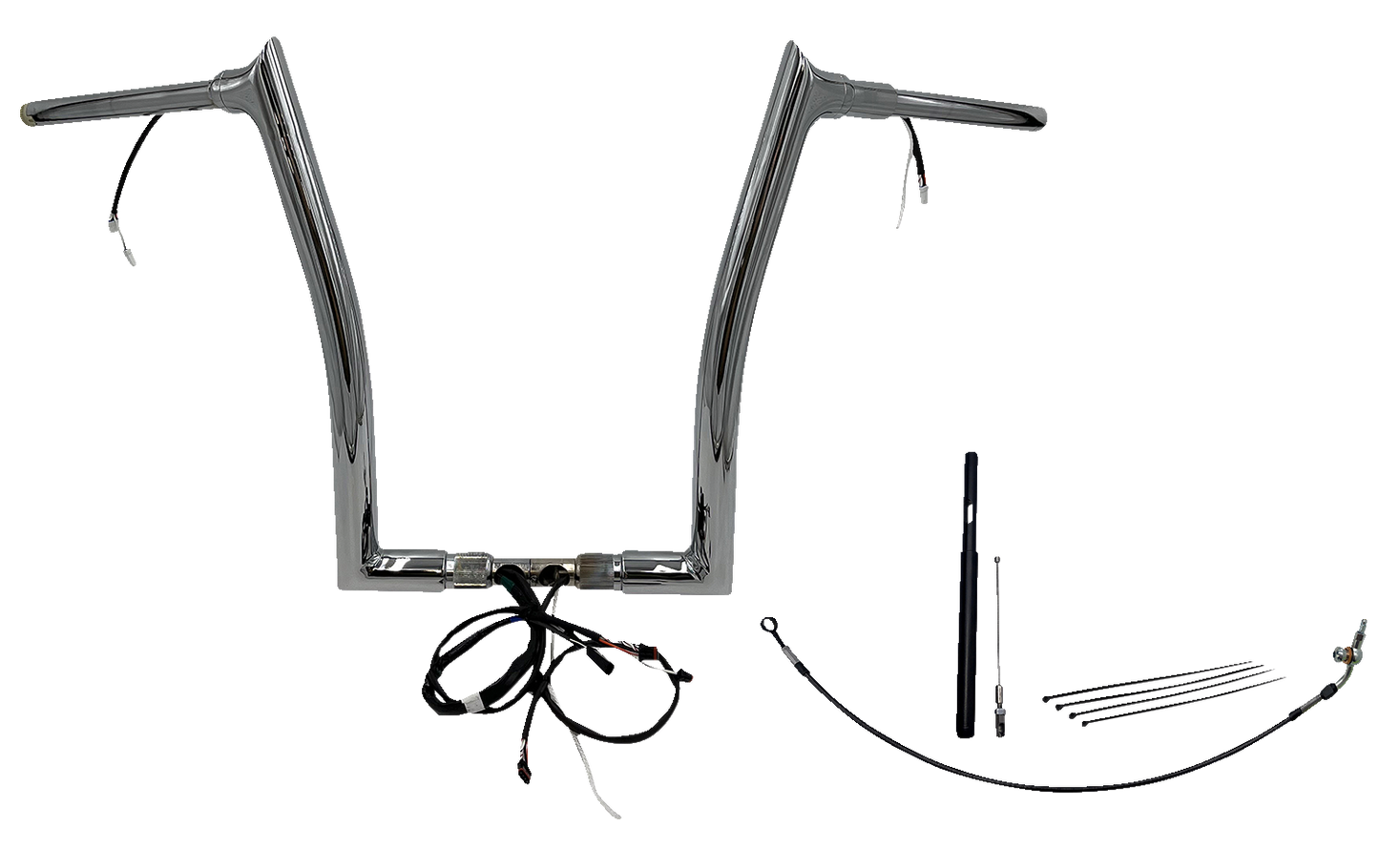 FAT BAGGERS INC. EZ Install Wired 1-1/2" Pointed Top Handlebar Kit - 16" - Chrome 812916