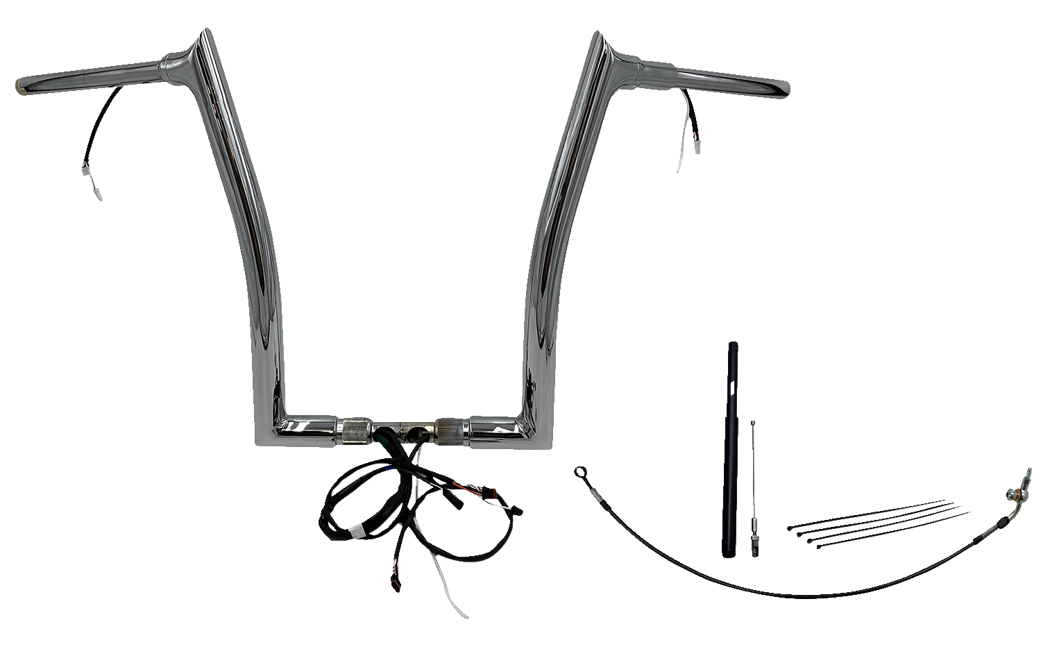 FAT BAGGERS INC. EZ Install Wired 1-1/2" Pointed Top Handlebar Kit - 16" - Chrome 812916