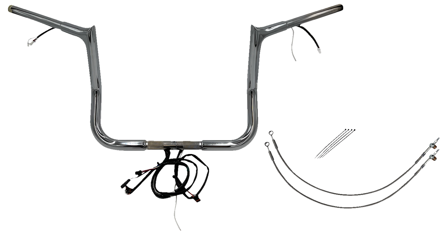 FAT BAGGERS INC. EZ Install Wired 1-1/4" Pointed Top Handlebar Kit - 12" - Chrome 901212