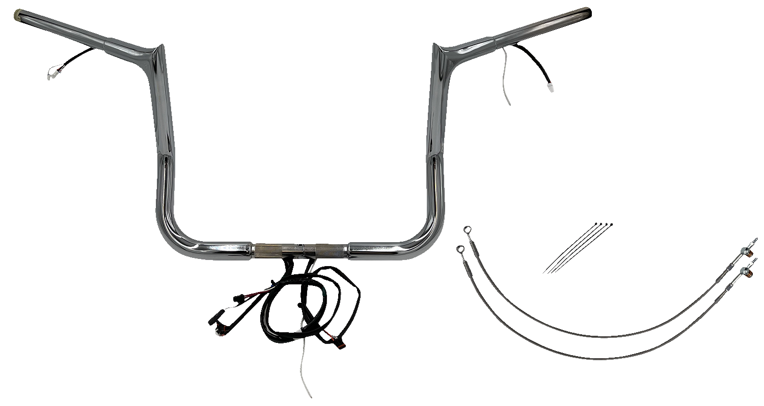 FAT BAGGERS INC. EZ Install Wired 1-1/4" Pointed Top Handlebar Kit - 12" - Chrome 901212