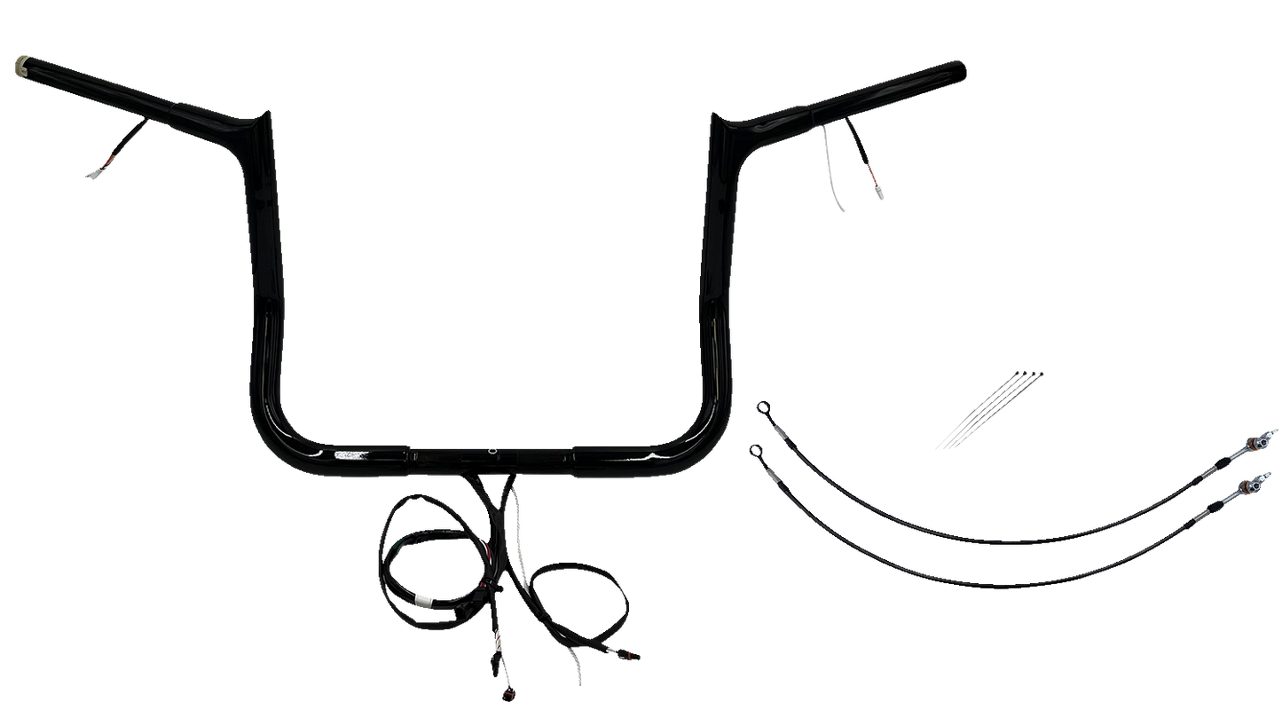FAT BAGGERS INC. EZ Install Wired 1-1/4" Pointed Top Handlebar Kit - 12" - Black 902212-B