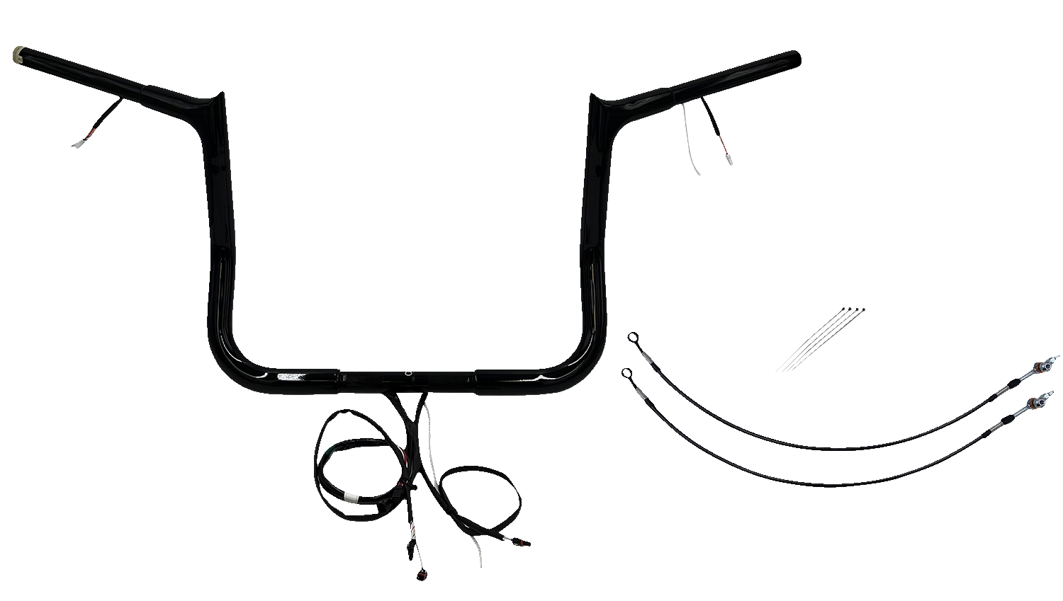 FAT BAGGERS INC. EZ Install Wired 1-1/4" Pointed Top Handlebar Kit - 12" - Black 902212-B