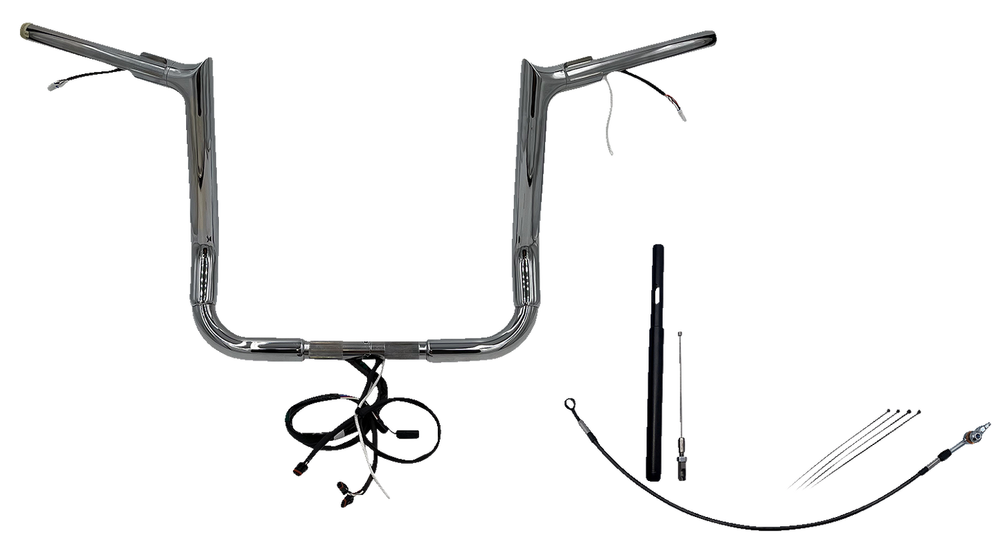 FAT BAGGERS INC. EZ Install Wired 1-1/2" Pointed Top Handlebar Kit - 14" - Chrome 812014