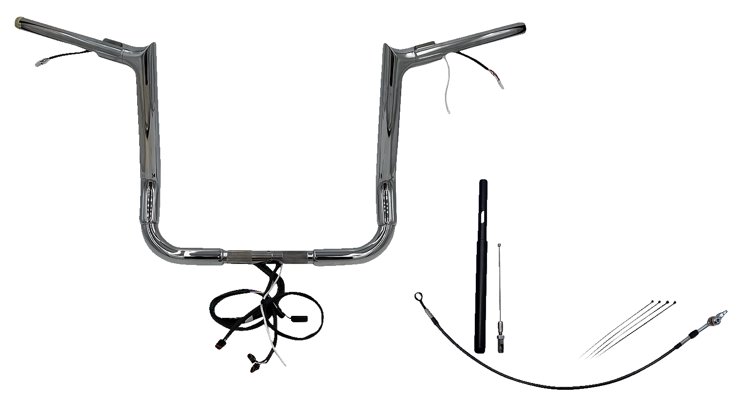 FAT BAGGERS INC. EZ Install Wired 1-1/2" Pointed Top Handlebar Kit - 14" - Chrome 812014