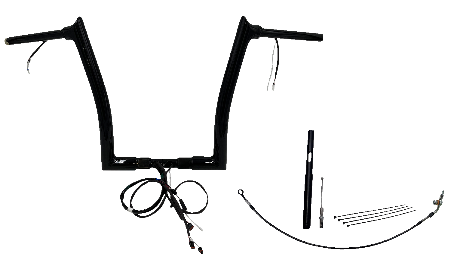 FAT BAGGERS INC. EZ Install Wired 1-1/2" Pointed Top Handlebar Kit - 14" - Black 812914-B