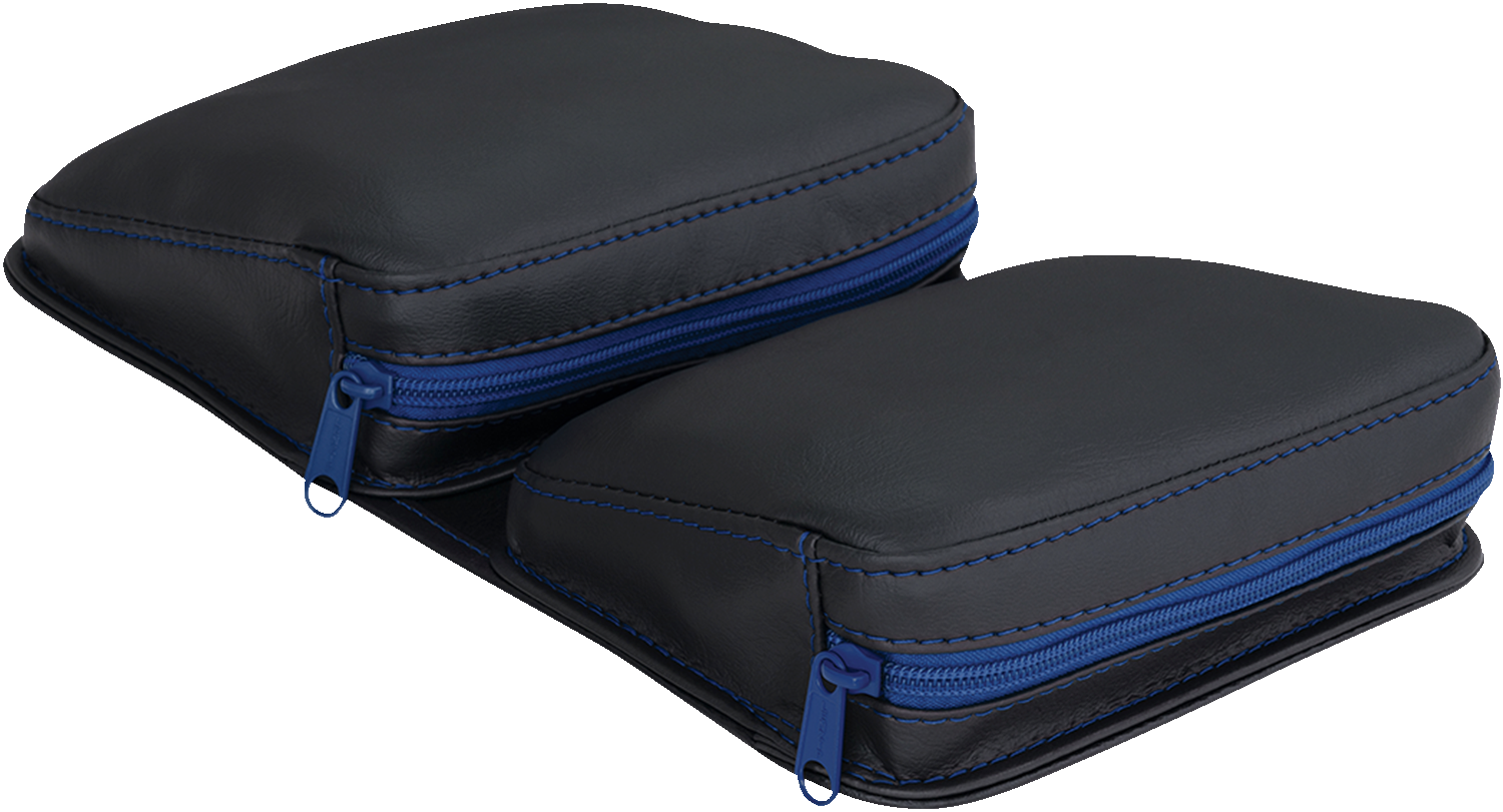 SHOW CHROME Kaliber Dash Pouch - Black with Blue Zipper H44-4ZBLUE