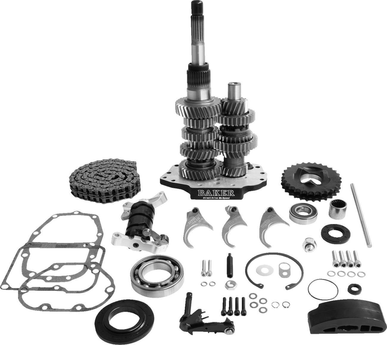 BAKER DRIVETRAIN Direct Drive Gear Set - 6-Speed - Black - '01-'06 Softail/Dyna DD6-411PL-03