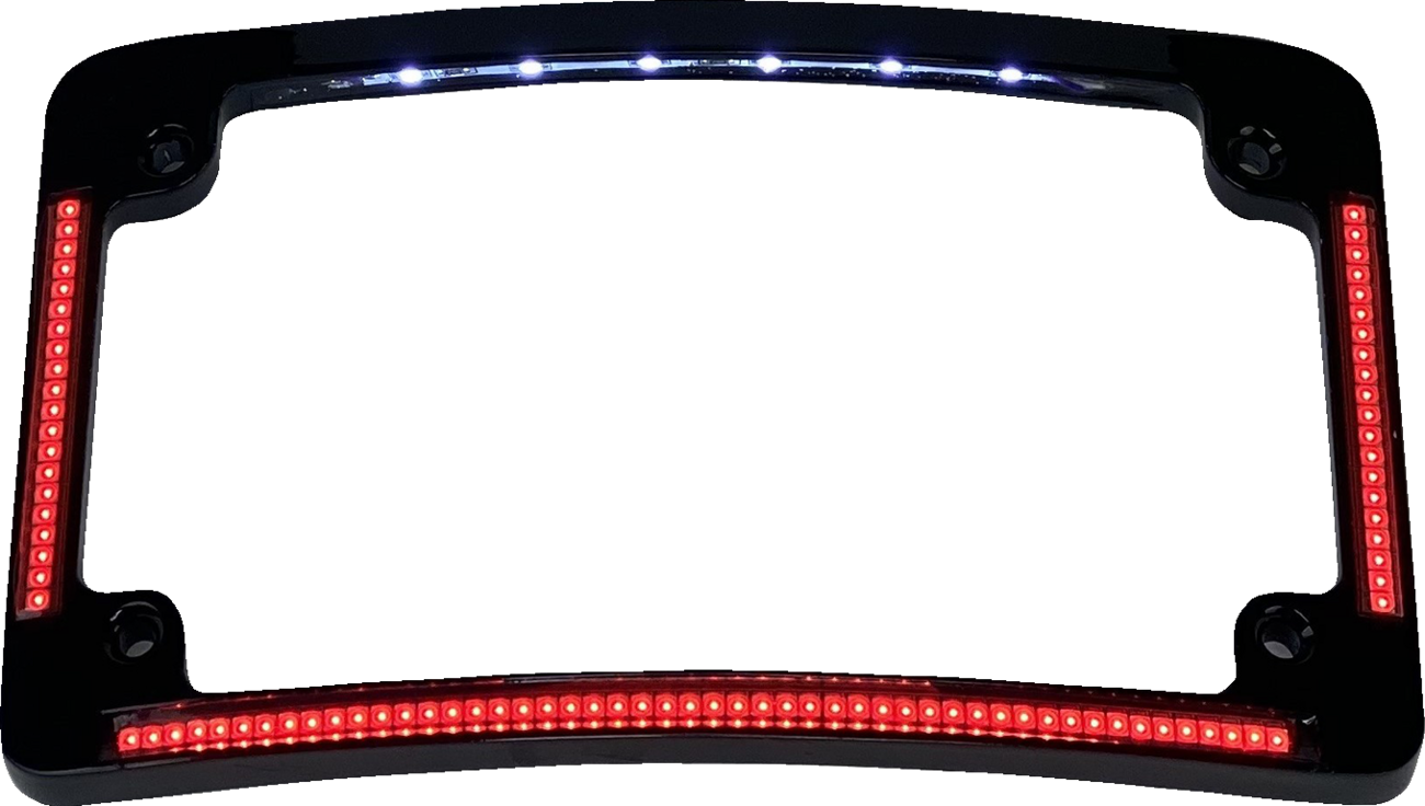 CUSTOM DYNAMICS License Plate Frame - Red/White LED - Gloss Black TF08-B