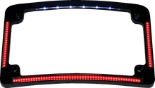 CUSTOM DYNAMICS License Plate Frame - Red/White LED - Gloss Black TF08-B