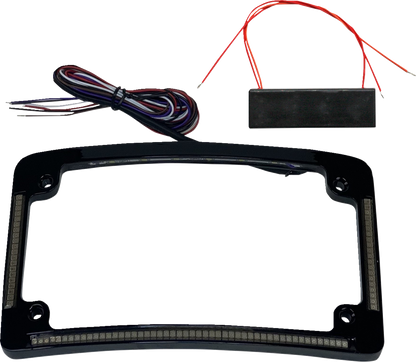 CUSTOM DYNAMICS License Plate Frame - Red/White LED - Gloss Black TF08-B