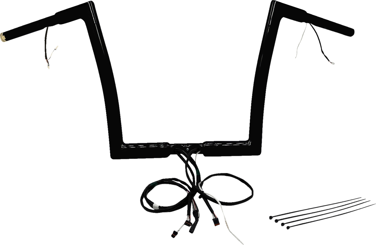 FAT BAGGERS INC. EZ Install Wired 1-1/4" Flat Top Handlebar Kit - 12" - Black 701912-B