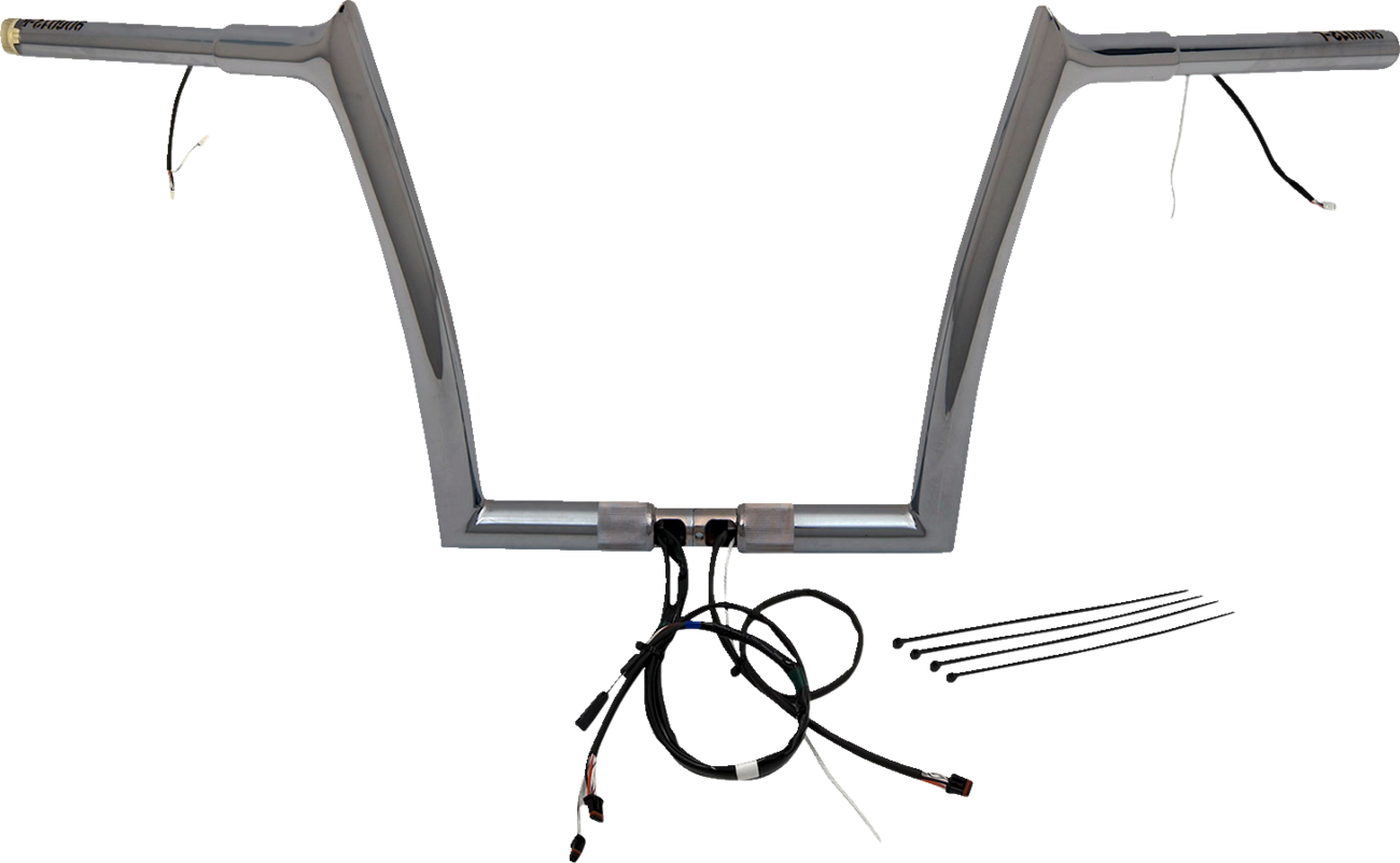 FAT BAGGERS INC. EZ Install Wired 1-1/4" Pointed Top Handlebar Kit - 12" - Chrome 901912