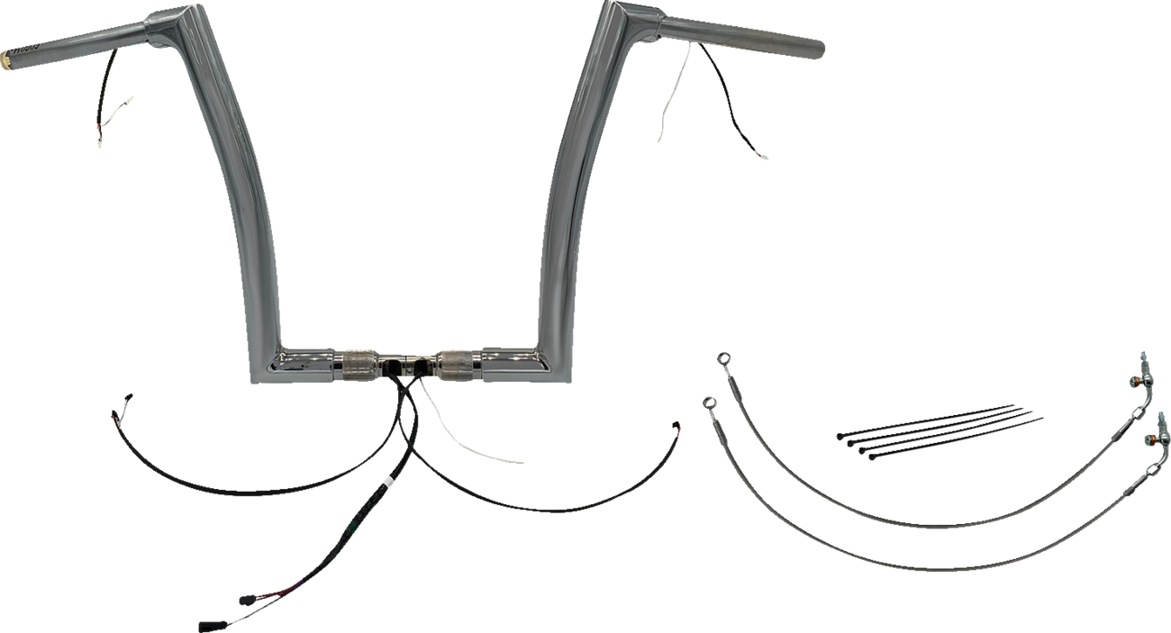 FAT BAGGERS INC. EZ Install Wired 1-1/2" Flat Top Handlebar Kit - 14" - Chrome 601314