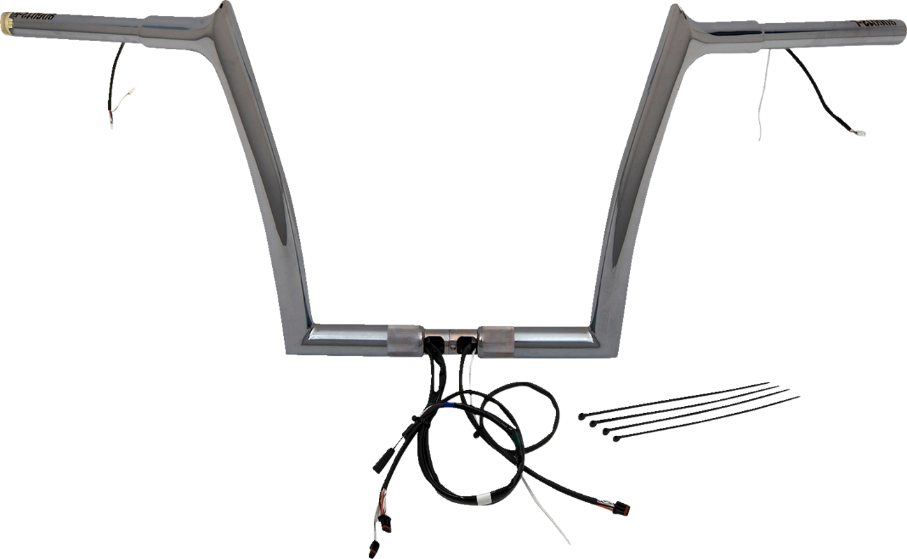 FAT BAGGERS INC. EZ Install Wired 1-1/4" Pointed Top Handlebar Kit - 12" - Chrome 902912