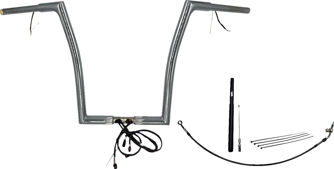 FAT BAGGERS INC. EZ Install Wired 1-1/4" Flat Top Handlebar Kit - 16" - Chrome 712916