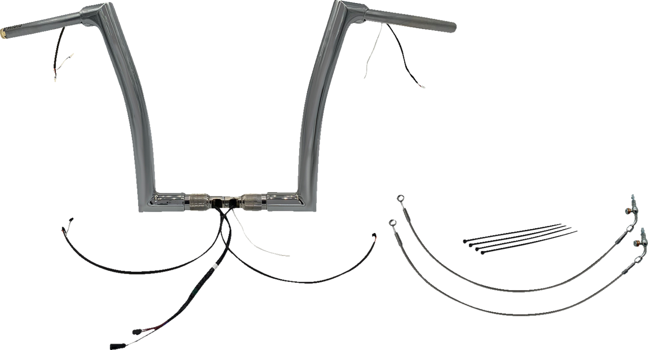 FAT BAGGERS INC. EZ Install Wired 1-1/2" Flat Top Handlebar Kit - 14" - Chrome 602314