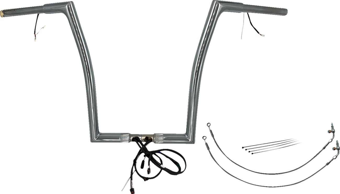 FAT BAGGERS INC. EZ Install Wired 1-1/4" Flat Top Handlebar Kit - 16" - Chrome 701916