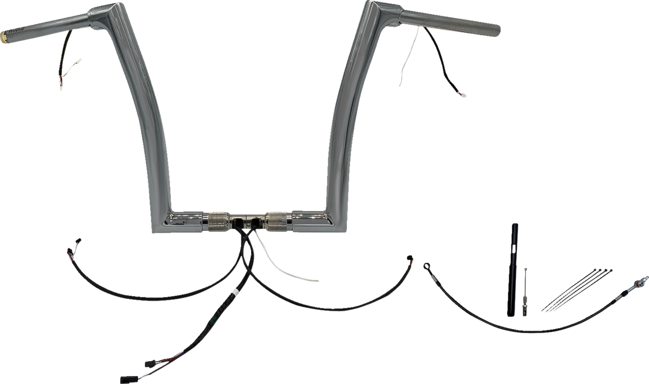 FAT BAGGERS INC. EZ Install Wired 1-1/2" Flat Top Handlebar Kit - 14" - Chrome 612914