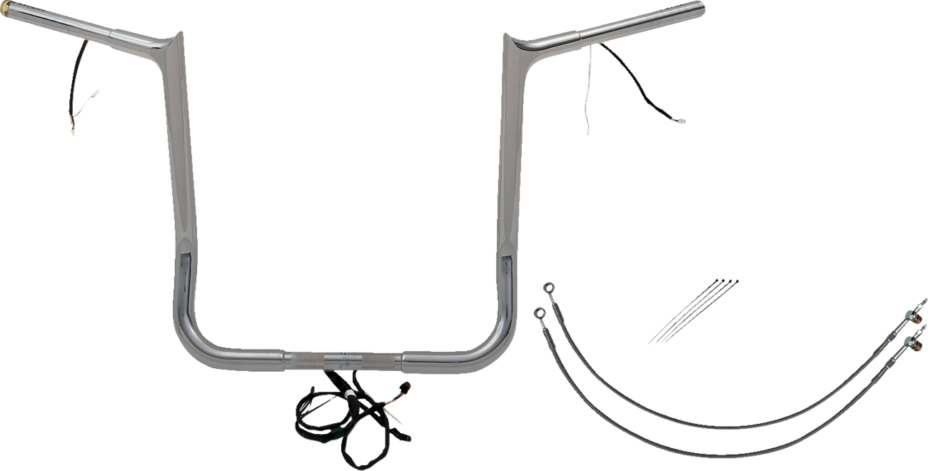 FAT BAGGERS INC. EZ Install Wired 1-1/4" Pointed Top Handlebar Kit - 16" - Chrome 901216