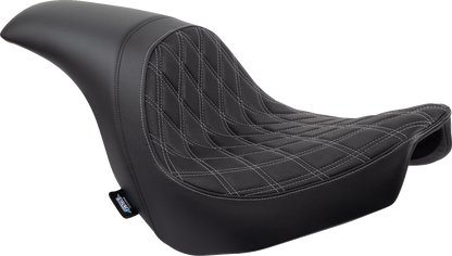 DRAG SPECIALTIES SEATS Predator Seat - Double Diamond w/ Silver Sitching - Vinyl - FLSB/FXLR '18-'23 0802-1518