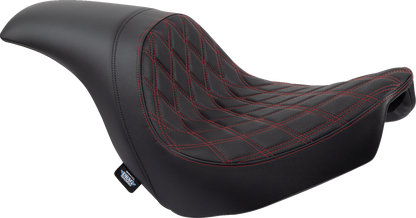 DRAG SPECIALTIES SEATS Predator Seat - Double Diamond w/ Red Sitching - Vinyl - FLSB/FXLR '18-'23 0802-1519