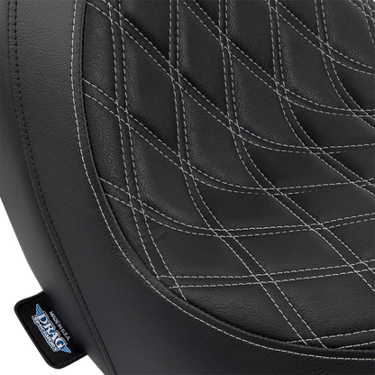 DRAG SPECIALTIES SEATS Predator Seat - Double Diamond w/ Silver Sitching - Vinyl - FLSB/FXLR '18-'23 0802-1518