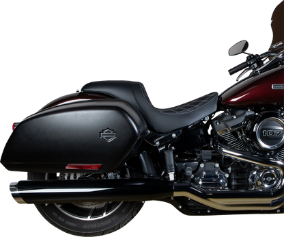 DRAG SPECIALTIES SEATS Predator Seat - Double Diamond w/ Silver Sitching - Vinyl - FLSB/FXLR '18-'23 0802-1518