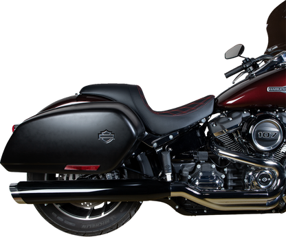 DRAG SPECIALTIES SEATS Predator Seat - Double Diamond w/ Red Sitching - Vinyl - FLSB/FXLR '18-'23 0802-1519
