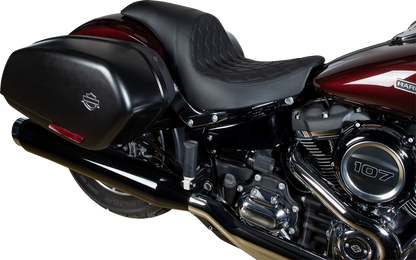 DRAG SPECIALTIES SEATS Predator Seat - Double Diamond w/ Black Sitching - Vinyl - FLSB/FXLR '18-'23 0802-1517
