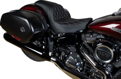 DRAG SPECIALTIES SEATS Predator Seat - Double Diamond w/ Silver Sitching - Vinyl - FLSB/FXLR '18-'23 0802-1518