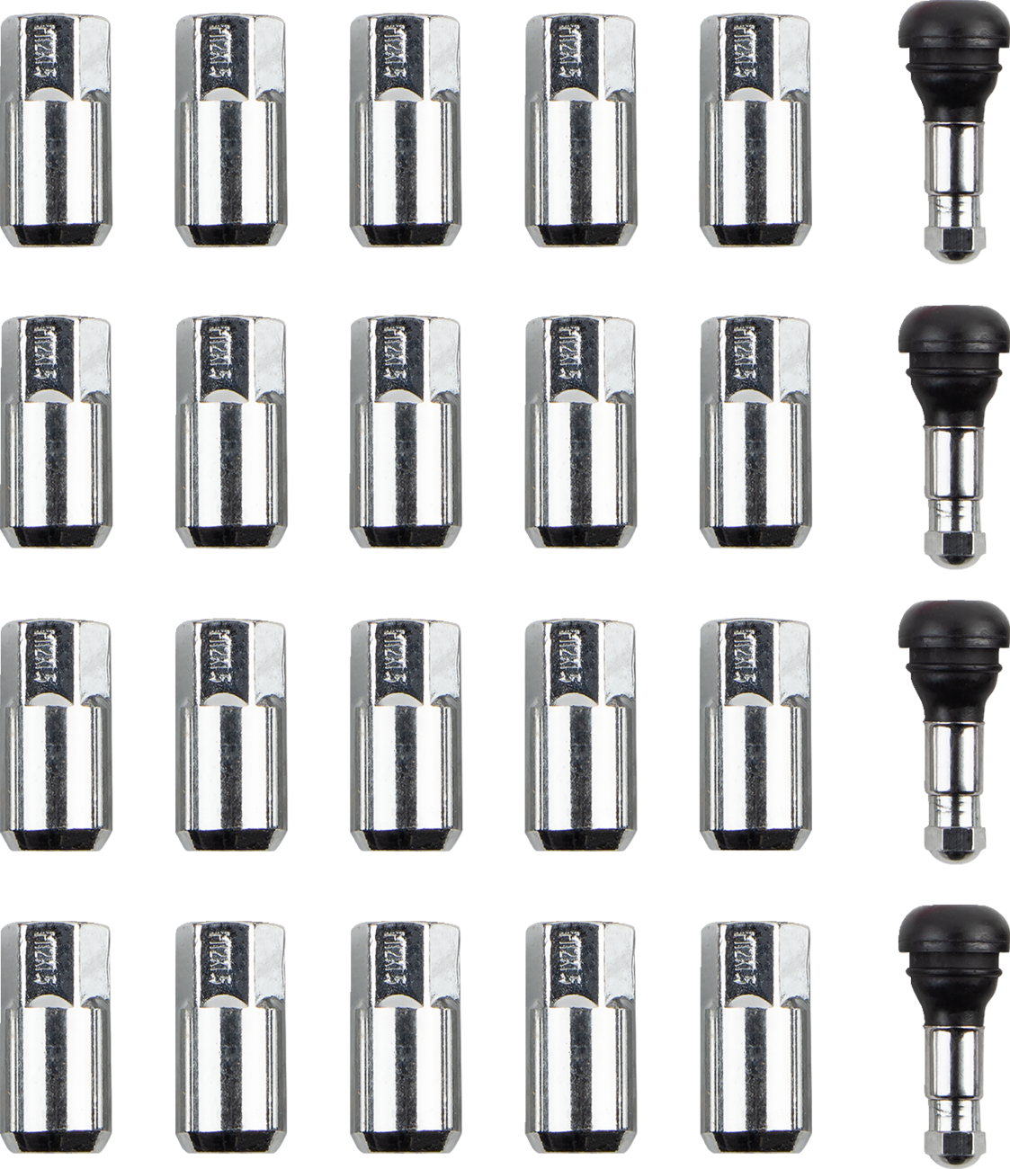 MOOSE OFFROAD Lug Nuts with Valve Stems - 12 mm x 1.50 - Chrome - Tapered - 20 Pack SP300MO207-20