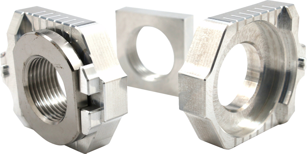 WORKS CONNECTION Elite Axle Block Kit - Silver - Gas Gas/Husqvarna/KTM 17-316
