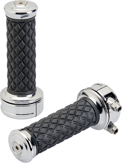 BILTWELL Alumicore Grips - Custom - Chrome 6606-105-01