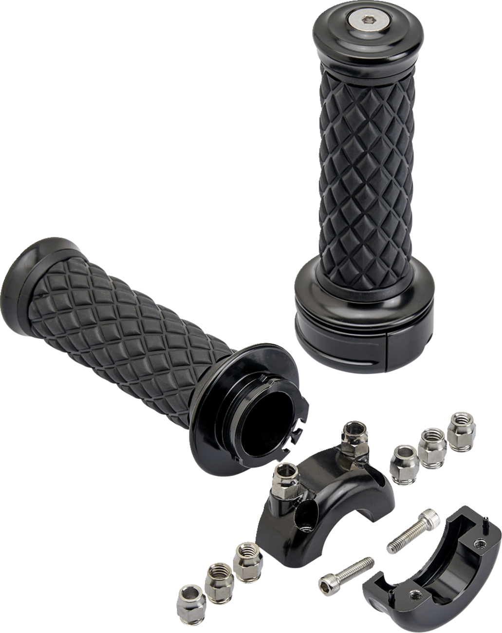 BILTWELL Alumicore Grips - Custom - Black 6606-201-01