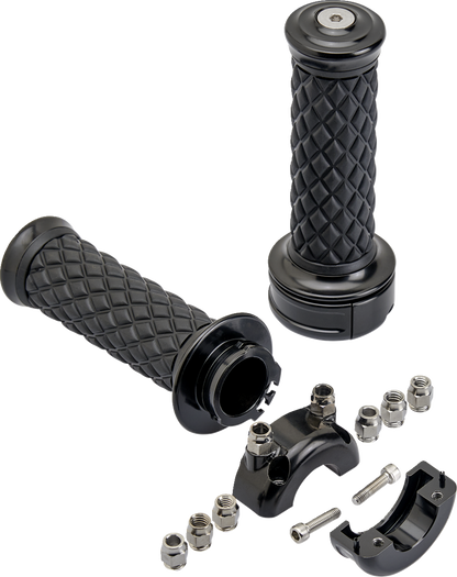 BILTWELL Alumicore Grips - Custom - Black 6606-201-01