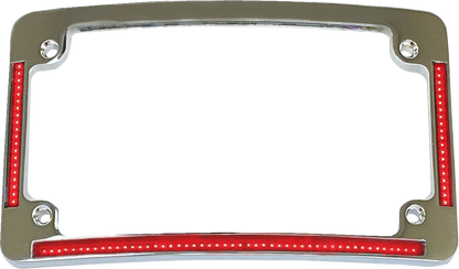 CUSTOM DYNAMICS License Plate Frame - Red/White LED - Chrome TF08-C