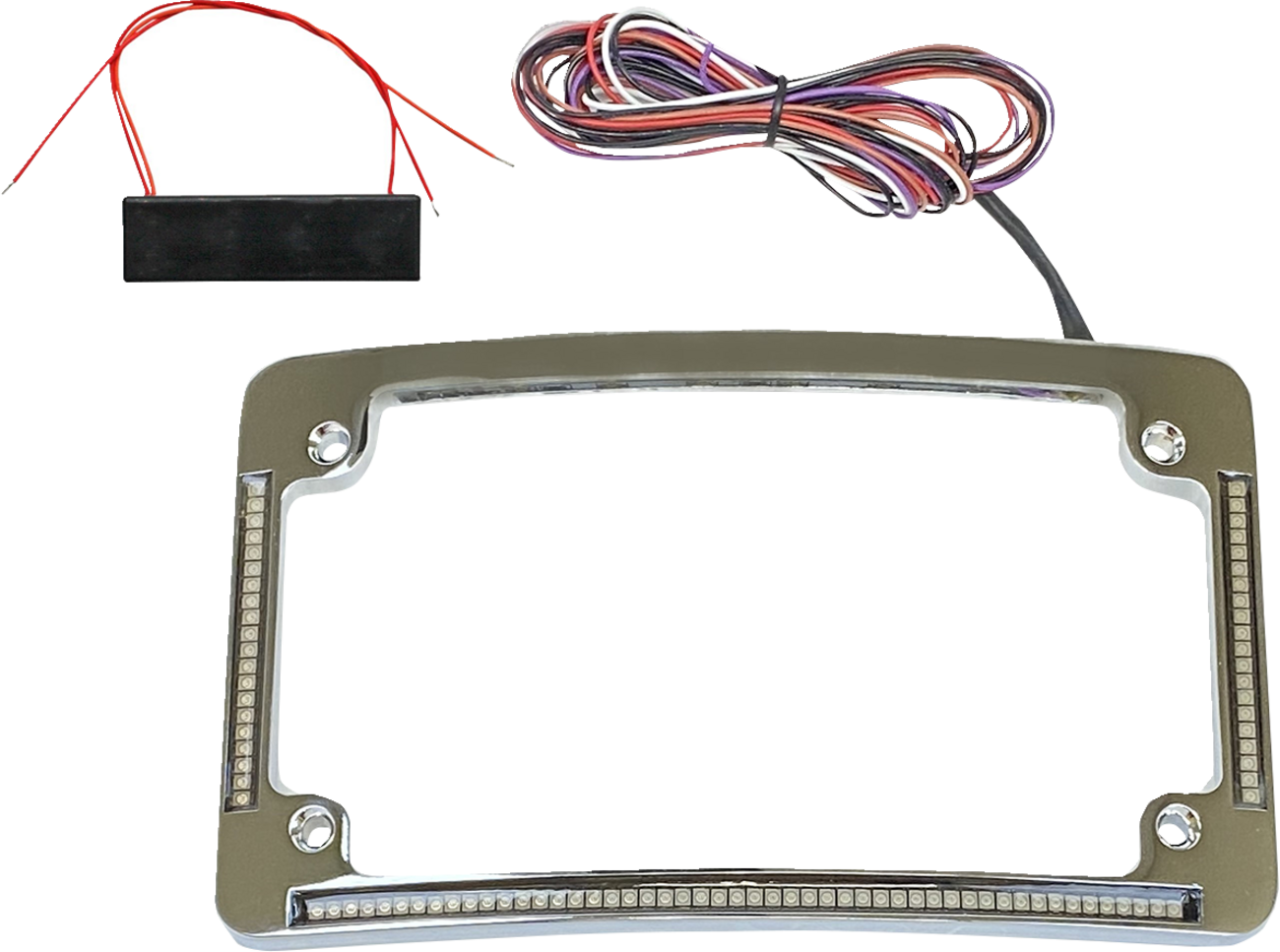 CUSTOM DYNAMICS License Plate Frame - Red/White LED - Chrome TF08-C
