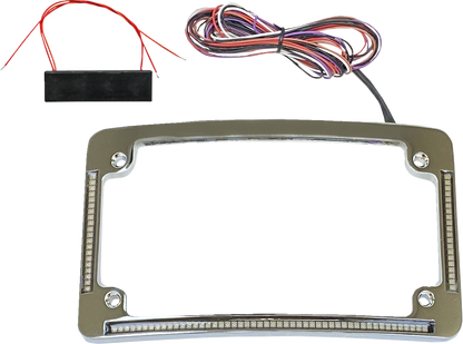 CUSTOM DYNAMICS License Plate Frame - Red/White LED - Chrome TF08-C