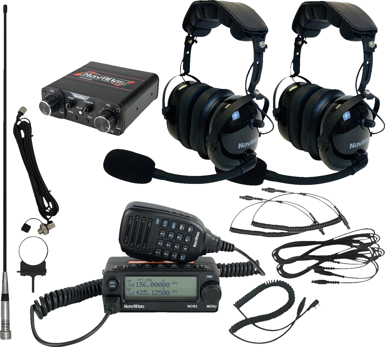 NAVATLAS Intercom/Radio and Headset Kit - 2-Seat - Black NIROHBK2
