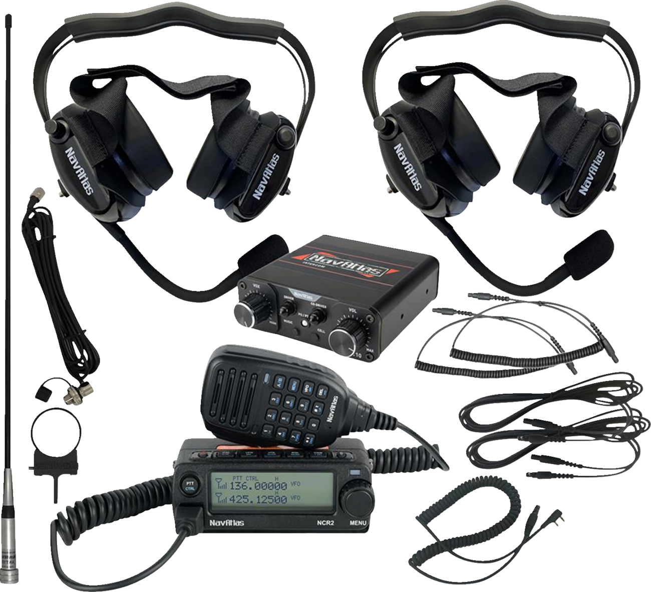 NAVATLAS Intercom/Radio and Headset Kit - 2-Seat - Black NIRBHBK2