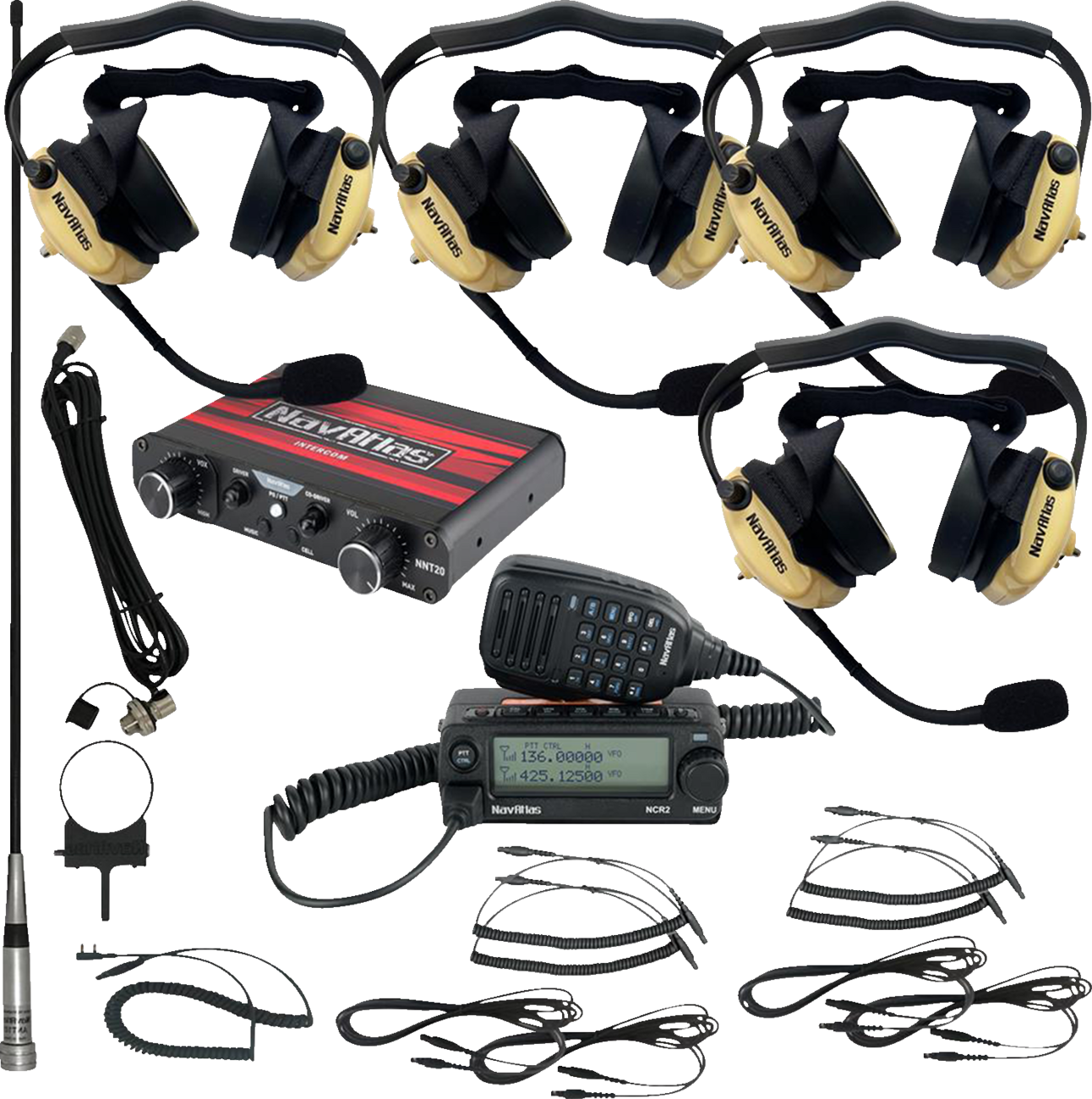 NAVATLAS Intercom/Radio and Headset Kit - 4-Seat - Beige NI2RBHBE4