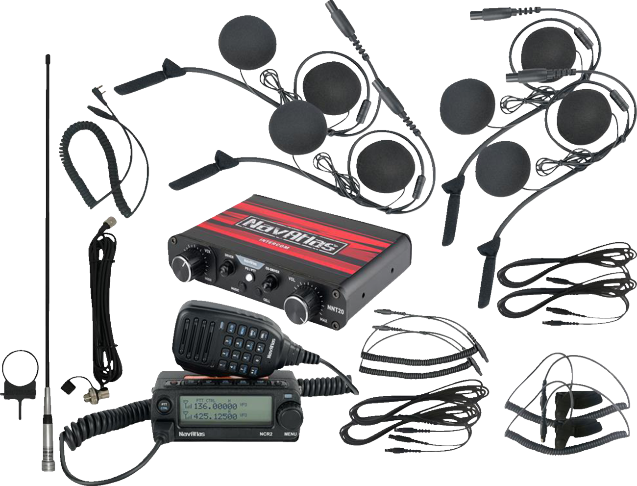 NAVATLAS Intercom/Radio and In-Helmet Headset Kit - 4-Seat - Black NI2RIH4