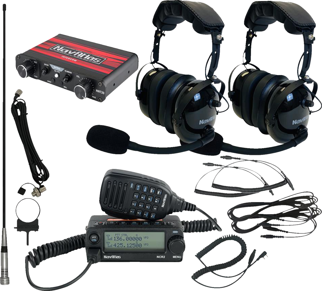 NAVATLAS Intercom/Radio and Headset Kit - 2-Seat - Black NI2ROHBK2