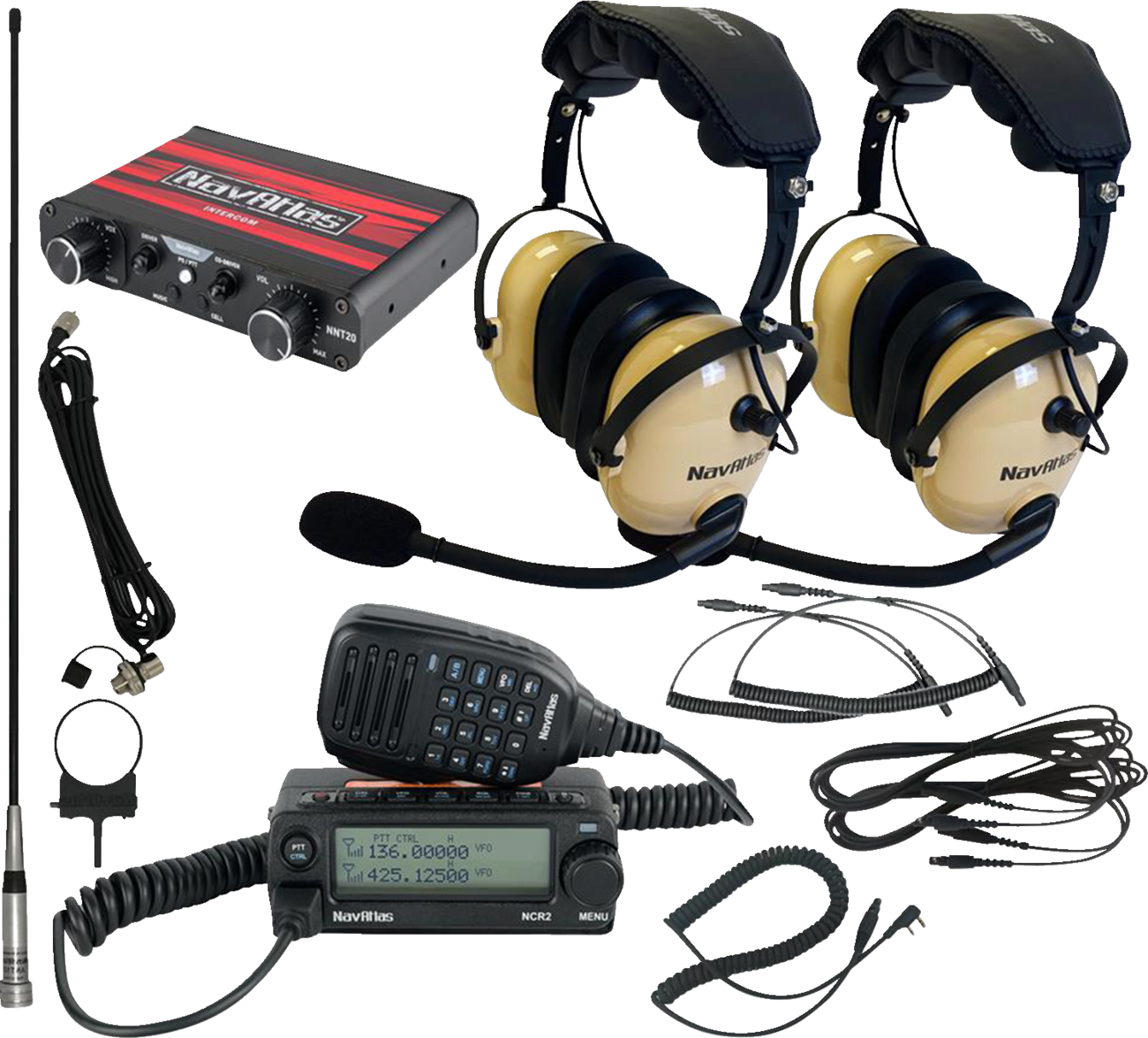 NAVATLAS Intercom/Radio and Headset Kit - 2-Seat - Beige NI2ROHBE2