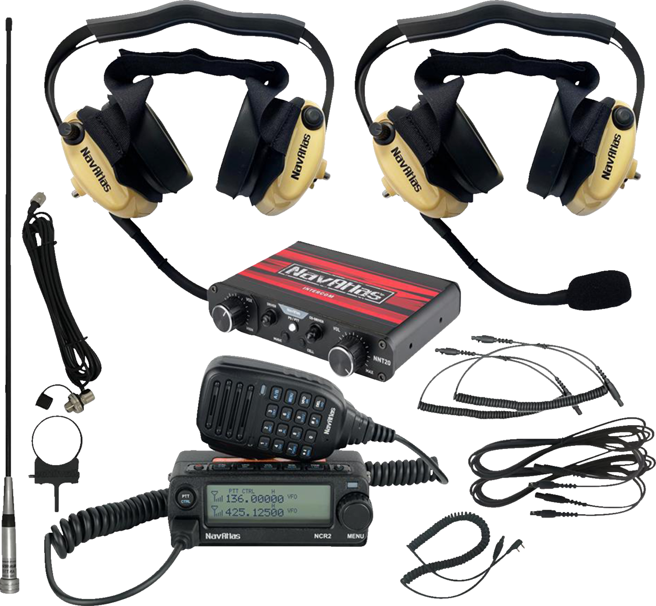 NAVATLAS Intercom/Radio and Headset Kit - 2-Seat - Beige NI2RBHBE2